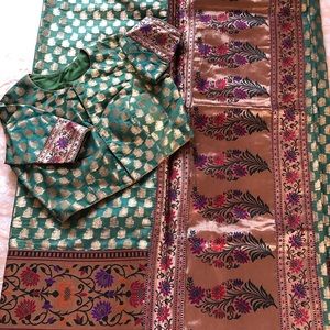 Beautiful semi cotton silk saree with blouse.